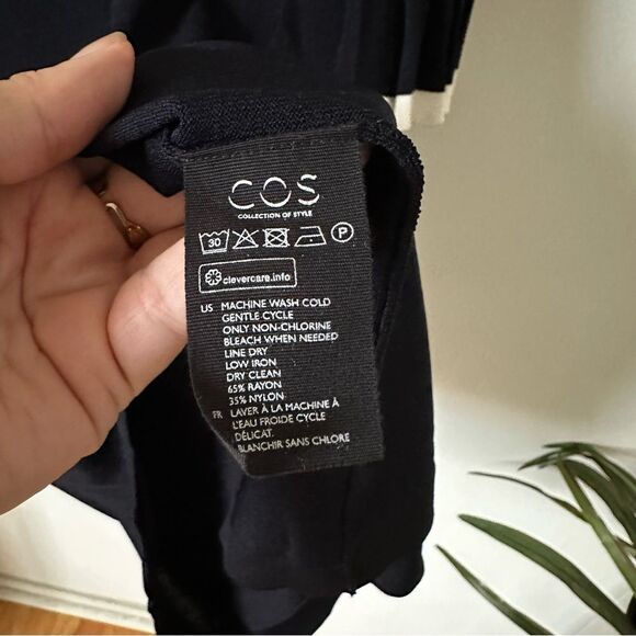 COS Pleated Sleeves Knitted Dress In Deep Navy Blue Size M - Picture 9 of 9